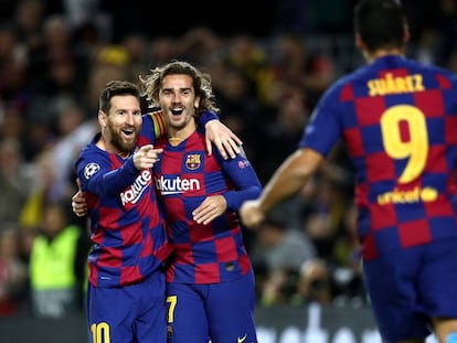 Messi, Griezmann e Suárez fizeram os gols da vitória.