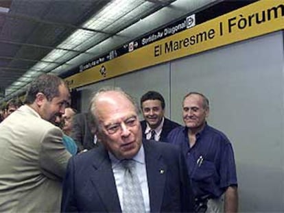 Jordi Pujol, ayer por la tarde, en la inauguración de la estación Maresme-Fòrum.