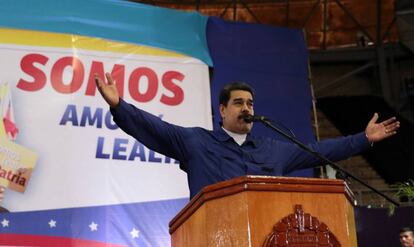 Nicol&aacute;s Maduro, la semana pasada durante un acto. 