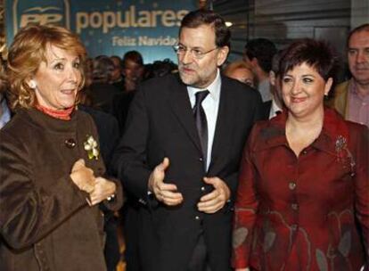 Esperanza Aguirre, Mariano Rajoy y María Ángeles Herrera, alcaldesa de Ciempozuelos.