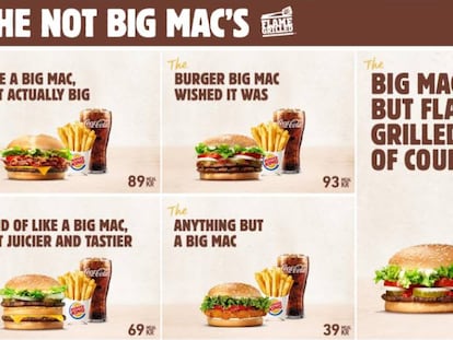 Los menús que ha lanzado Burger King burlándose del Big Mac.