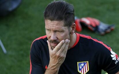 Simeone durante el entrenamiento el pasado lunes.