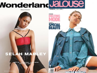 Dos de las portadas protagonizadas por Selah Marley, en la revista Wonderland y Jalouse.