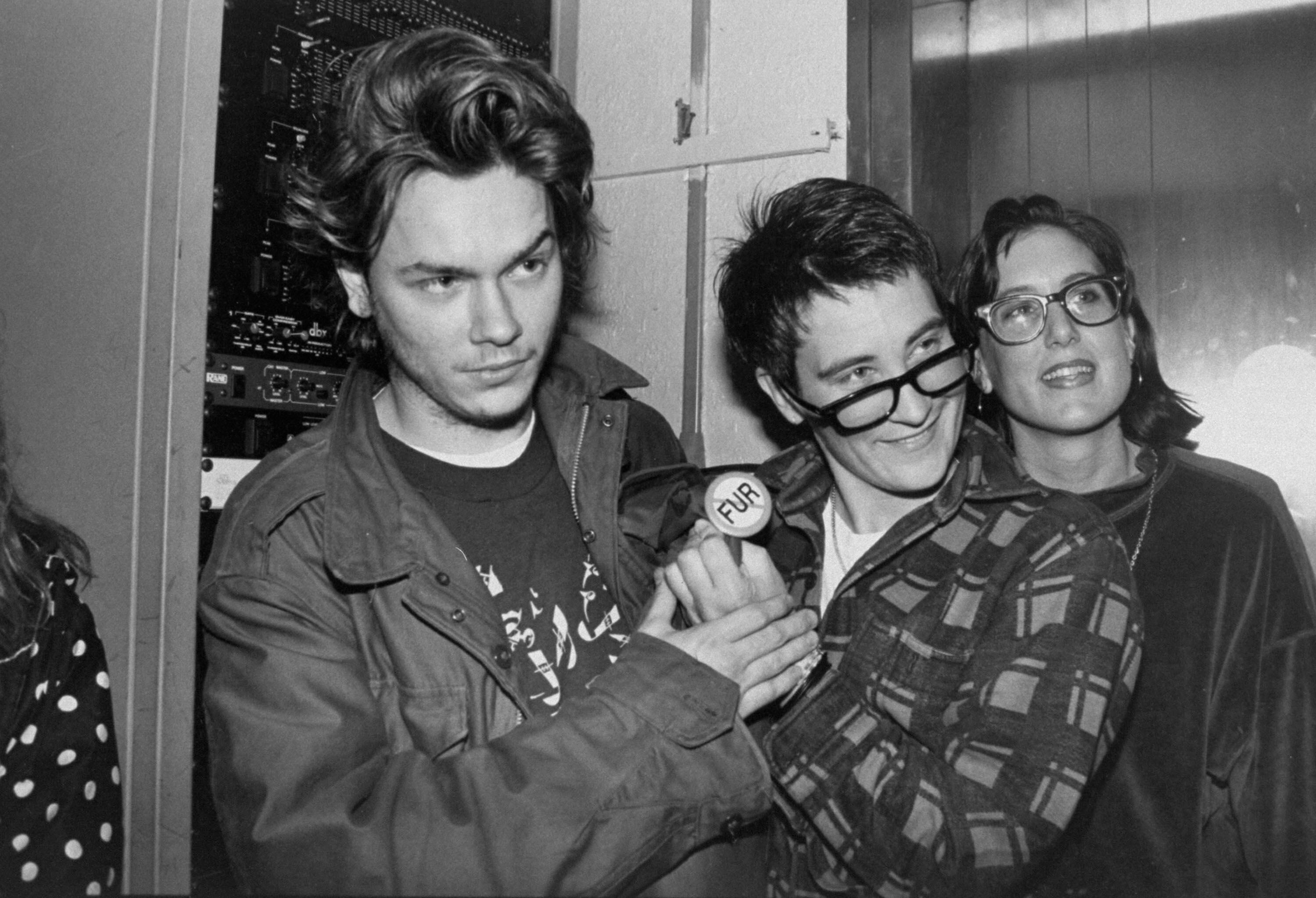 River Phoenix y la cantante K.D. Lang, en un evento de artistas contra el uso de pieles de animales.