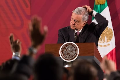 Andrs Manuel Lpez Obrador en conferencia matutina en Palacio Nacional el 9 de marzo de 2020