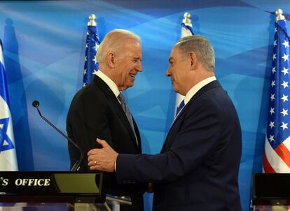 Joe Biden, entonces vicepresidente de EE UU, y el primer ministro Benjamín Netanyahu, en 2016 en Jerusalén.