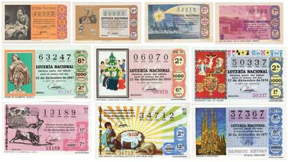 En los años sesenta y setenta los boletos de la loteríaa se volvieron "más coloristas, reflejo posiblemente de una época más optimista", explica el diseñador Salvador Alimbau.