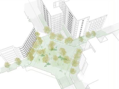 Maqueta del projecte urbanístic de l'Eixample de Barcelona.