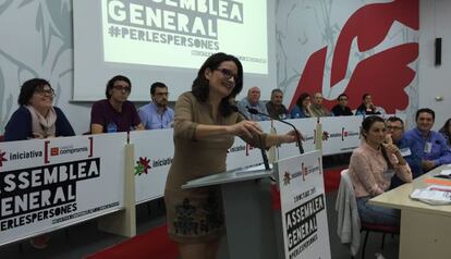 M&ograve;nica Oltra, dirigente de Iniciativa, en la asamblea de este s&aacute;bado.