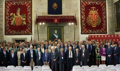 Los miembros del jurado de los premios Rey Jaime en el salón del Trono del Convento de Santo Domingo.