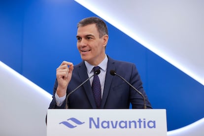 El presidente del Gobierno y líder del PSOE, Pedro Sánchez, el pasado 24 de enero en un acto en los astilleros Navantia, en Ferrol (A Coruña).