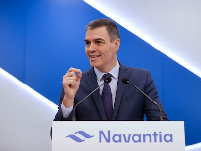 El presidente del Gobierno y líder del PSOE, Pedro Sánchez, el pasado 24 de enero en un acto en los astilleros Navantia, en Ferrol (A Coruña).