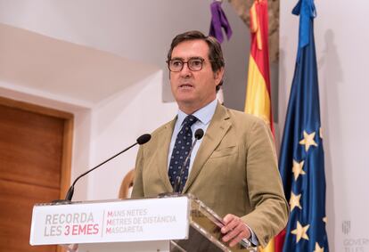 El presidente de la CEOE, Antonio Garamendi, el viernes.