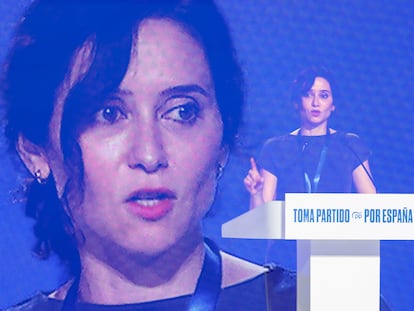La presidenta de la Comunidad de Madrid, Isabel Díaz Ayuso, interviene durante la segunda jornada del XXI Congreso Nacional del Partido Popular, a 6 de julio de 2025, en Madrid (España).