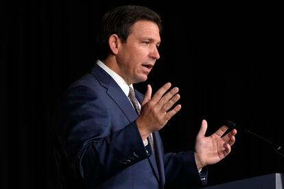 Florida Gov. Ron DeSantis speaks, Feb. 15, 2023, at Palm Beach Atlantic University in West Palm Beach, Fla.