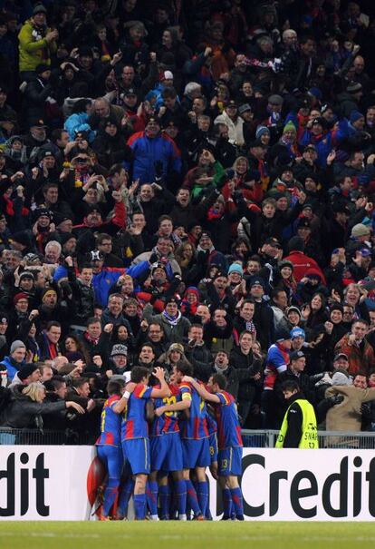 Los jugadores del Basilea celebran el triunfo ante el Bayern.