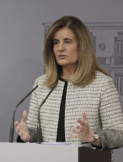 La ministra de Empleo, Fátima Báñez, en una rueda de prensa el pasado julio en La Moncloa