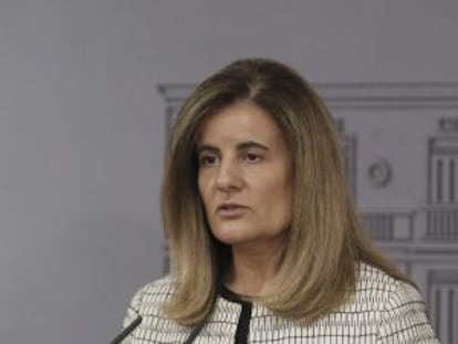 La ministra de Empleo, Fátima Báñez, en una rueda de prensa el pasado julio en La Moncloa