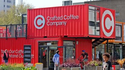 Una improvisada cafetería en el centro de Christchurch (Nueva Zelanda).