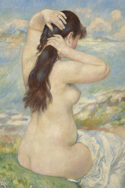 <i>Bañista peinándose,</i> obra de Renoir que se verá en el Museo del Prado en la muestra dedicada al pintor francés.