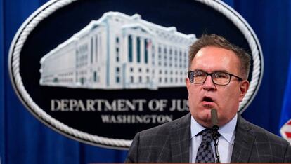 Andrew Wheeler, de la Agencia de Protección Ambiental (EPA), en rueda de prensa, este lunes.