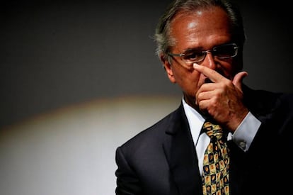 Ministro da Economia, Paulo Guedes na cerimônia de transmissão de cargo.