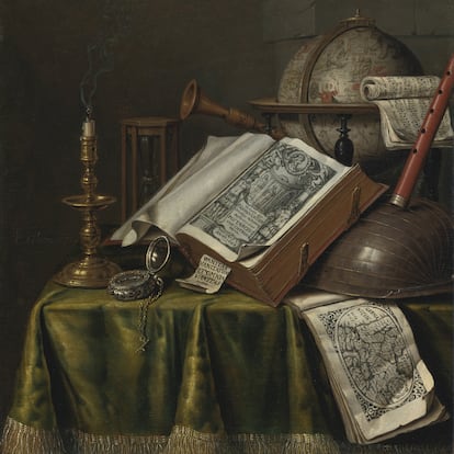 El quadre 'Vanitas Still Life' d'Eswaert Collier (1642-1708).