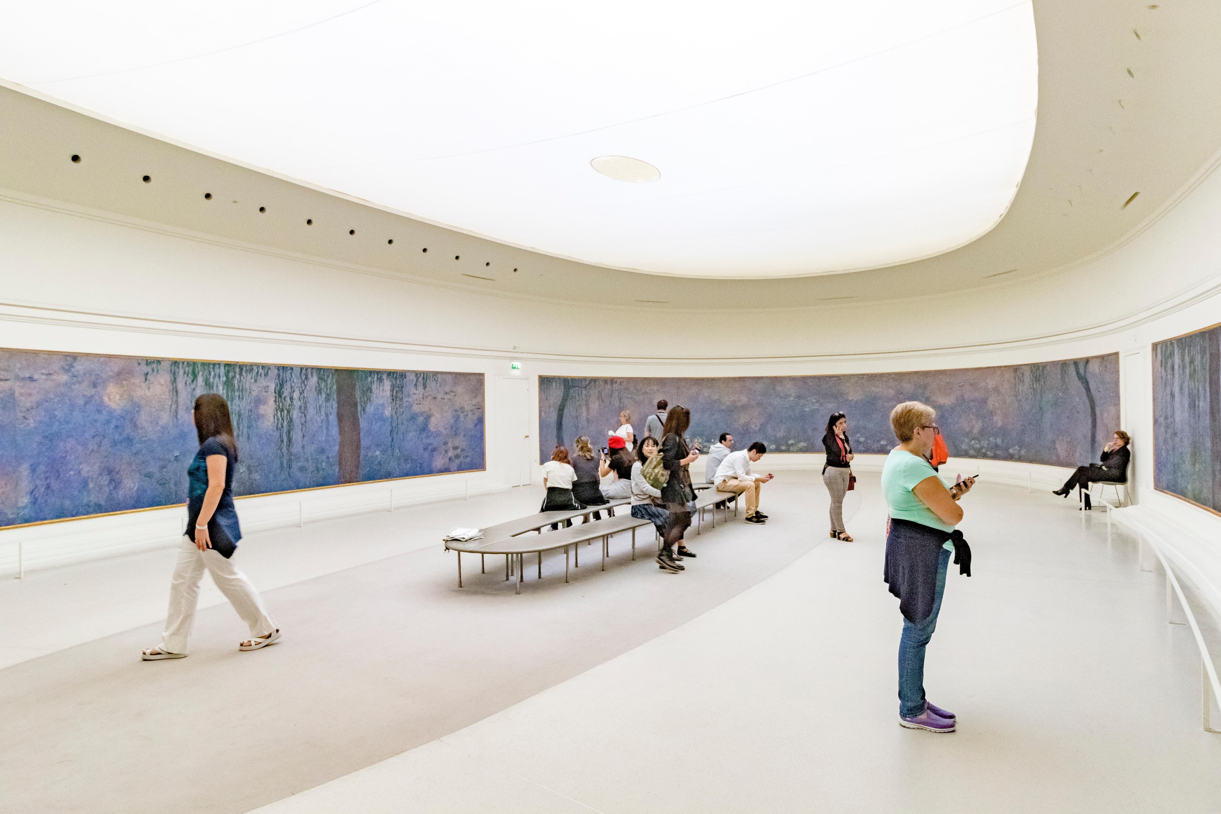 Nenúfares de Monet en la sala ovalada del Mu­sée de l’Orangerie, en la capital francesa.