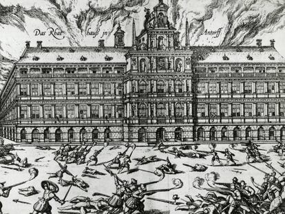 El Ayuntamiento de Amberes durante el saqueo de 1576.