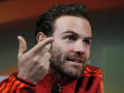 Mata, en una rueda de prensa del M.United