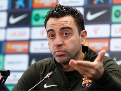 Xavi Hernández durante la rueda de prensa previa al partido frente al Betis.