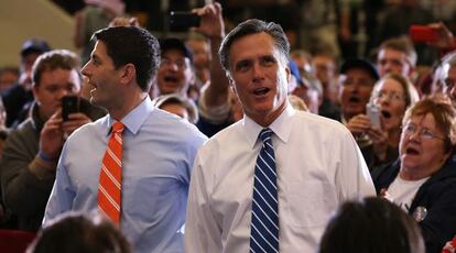 Mitt Romney y Paul Ryan durante un mitin conjunto en Ohio.