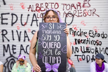 Los rostros de las mujeres que asistieron a la marcha. Rebeca Jiménez, 21 años.