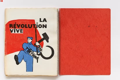 Collage del cuaderno À bas le cinéma (début d’une lutte prolongée).