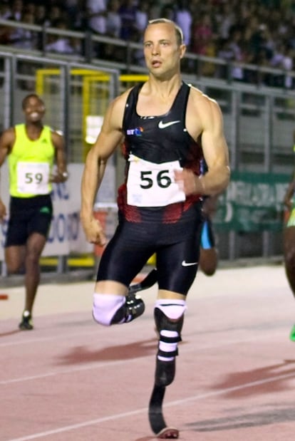 Oscar Pistorius, durante la carrera de ayer en Italia.