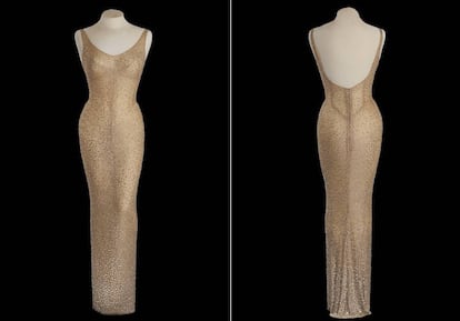 El icónico vestido con el que Marilyn Monroe le cantó el Cumpleaños Feliz a JF Kennedy, en 1962.