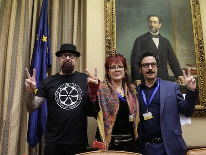 César Montaña Lehman, Antonia Ávalos Torres y Darío Adanti, este jueves en el Congreso. 