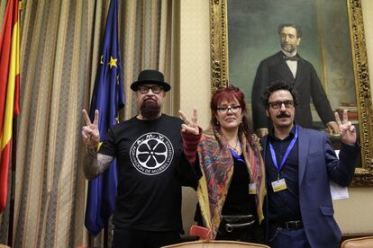 César Montaña Lehman, Antonia Ávalos Torres y Darío Adanti, este jueves en el Congreso.