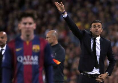 Messi i Luis Enrique en el partit contra el Bayern.