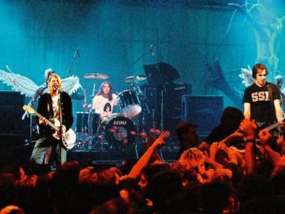 Nirvana, en un concierto organizado por MTV, en diciembre de 1993.