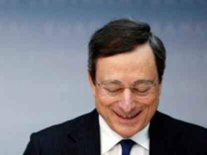 Mario Draghi en una rueda de prensa