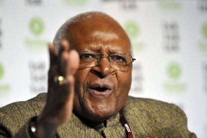 El arzobispo Desmond Tutu en una conferencia de Oxfam en Dinamarca en 2009.