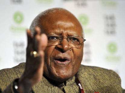El arzobispo Desmond Tutu en una conferencia de Oxfam en Dinamarca en 2009.