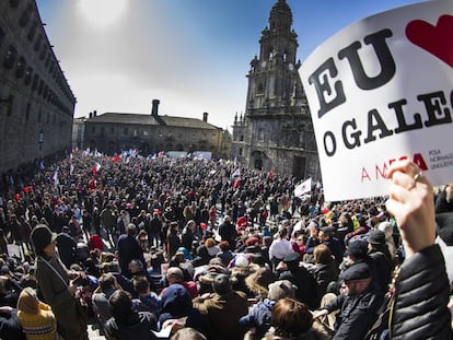 Manifestación en Santiago en defensa de la enseñanza en lengua gallega.