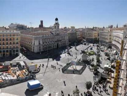 Imagen panorámica actual de la Puerta del Sol, cuya superficie peatonal aumentará.