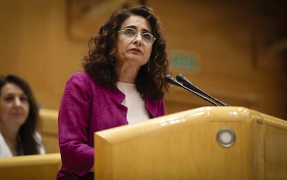 María Jesús Montero, ministra de Hacienda, este lunes en el Senado.