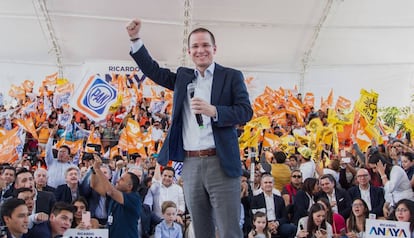 Ricardo Anaya, el candidato de Por M&eacute;xico al Frente, en un acto el domingo