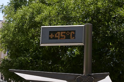 Un termómetro en la calle, a 16 de junio de 2025, en Madrid. 
