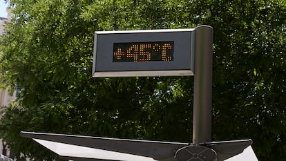 Un termómetro en la calle, a 16 de junio de 2025, en Madrid.