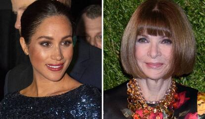 Meghan Markle, en enero en Londres. A la derecha, Anna Wintour el pasado noviembre en Nueva York.